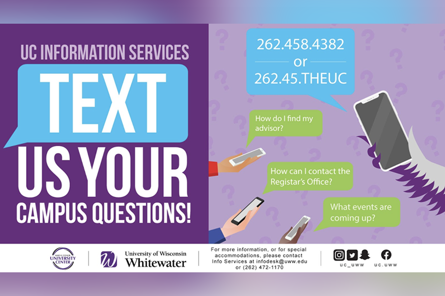 Graphic that says text us your questions.
