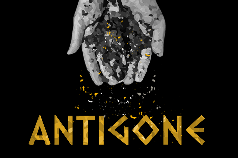 Antigone graphic with two hands.