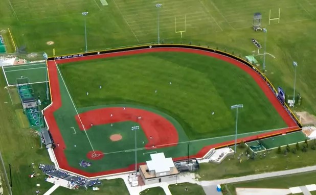 Aerial view of Prucha Field at James B. Miller Stadium