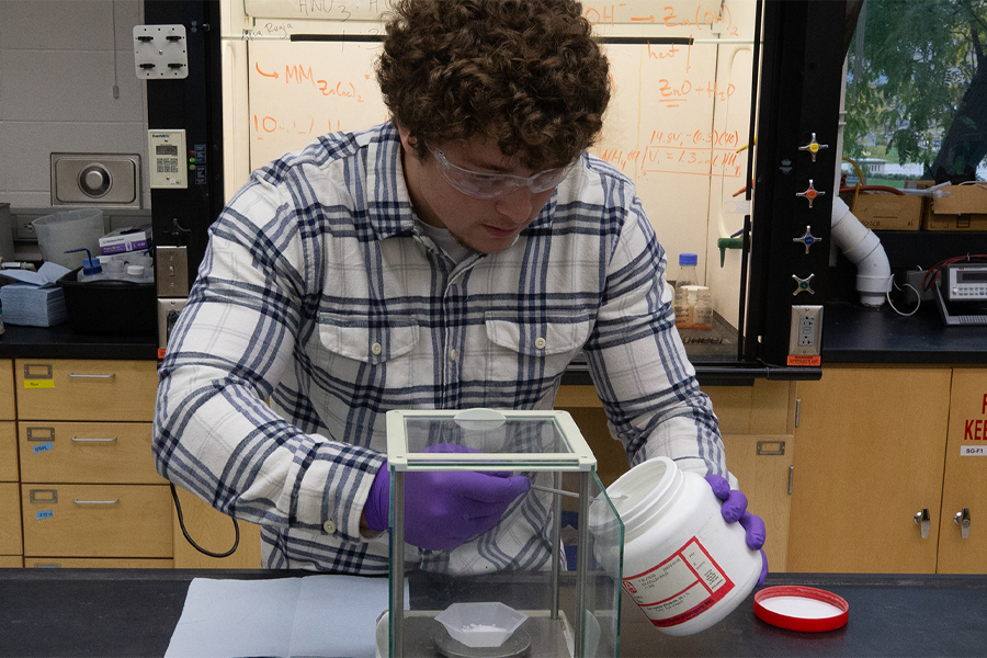 Nick Barmore works in a lab.