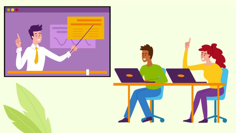 Kids learning on a zoom meeting