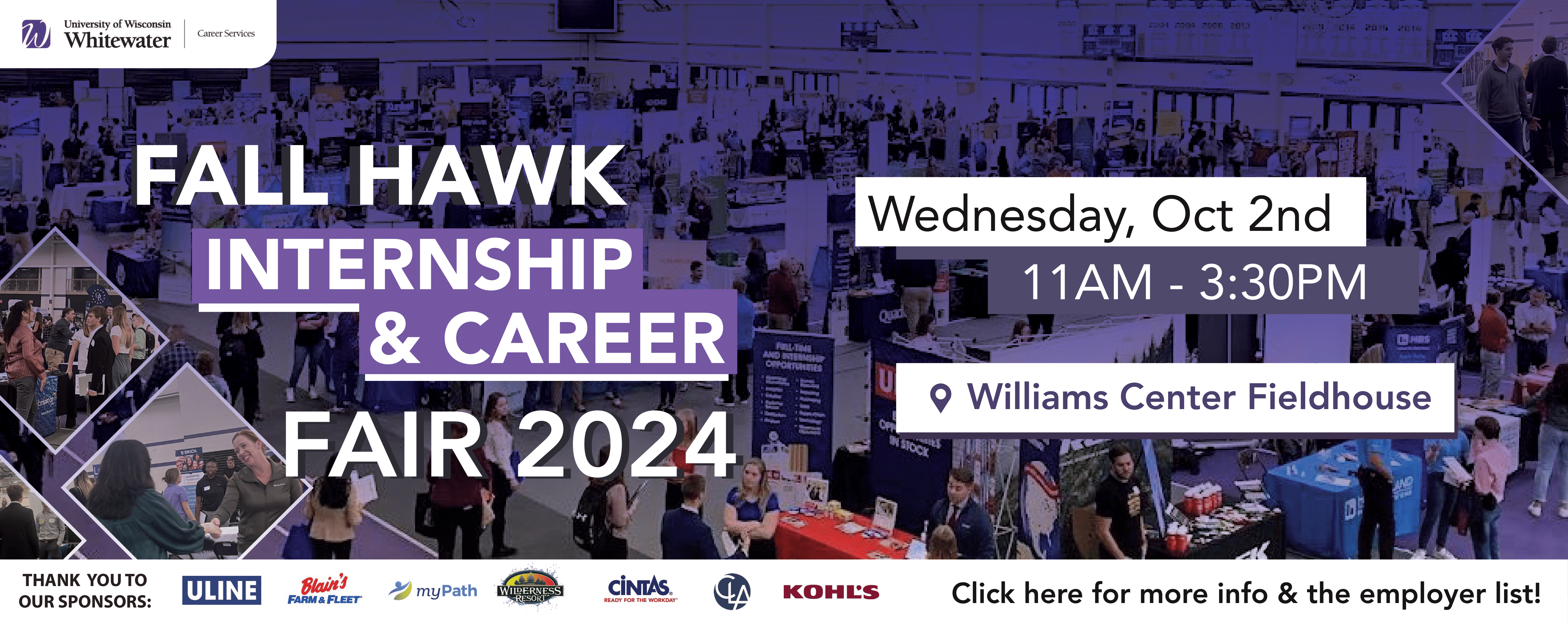 Fall Hawk Career Fair 2024 on October 2 2024 at 11:00AM-3:30PM 