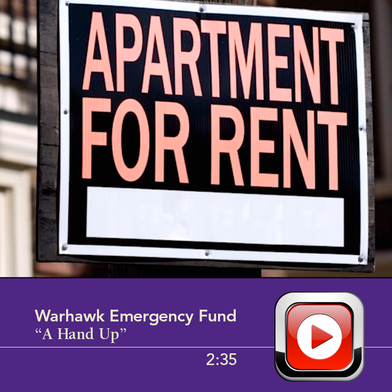 Video thumbnail for the Warhawk Emergency Fund informational video.
