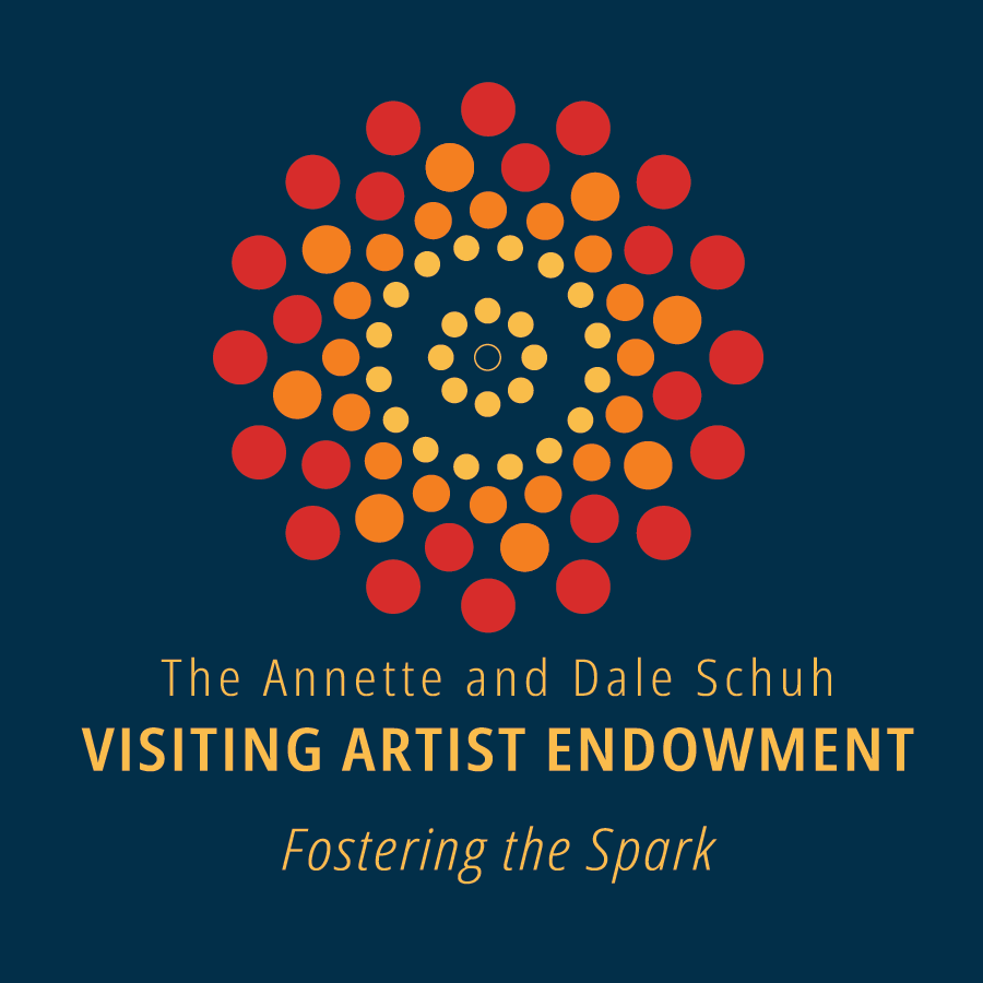 Orange and green Schuh Visiting Artist logo