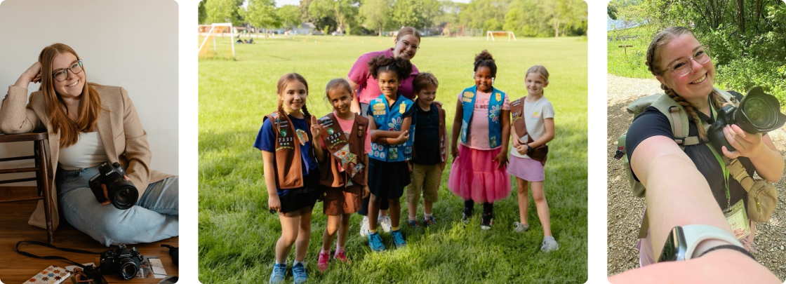 Jessica with her camera and students