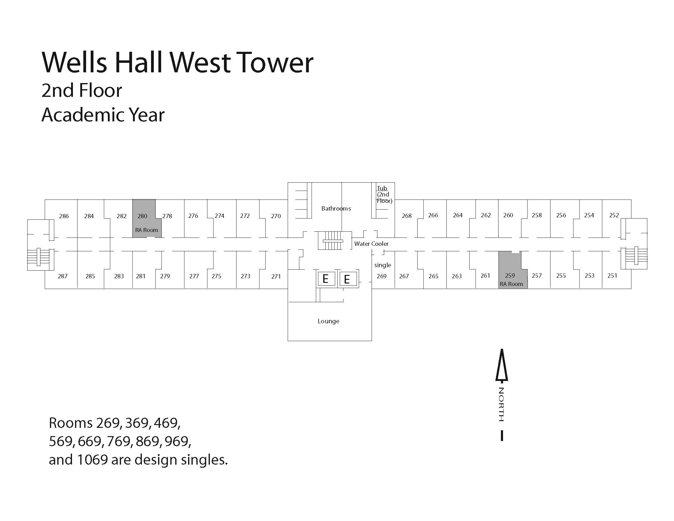Wells Hall west tower 2nd floor