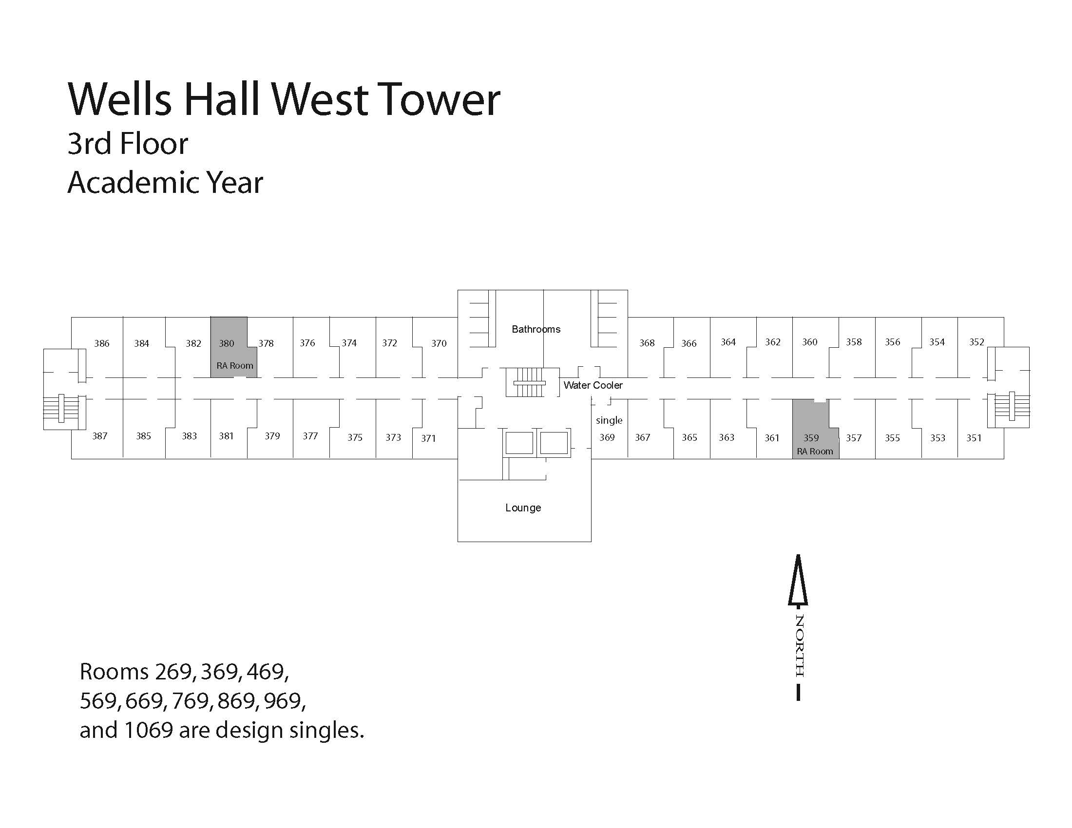 Wells Hall west tower 3rd floor