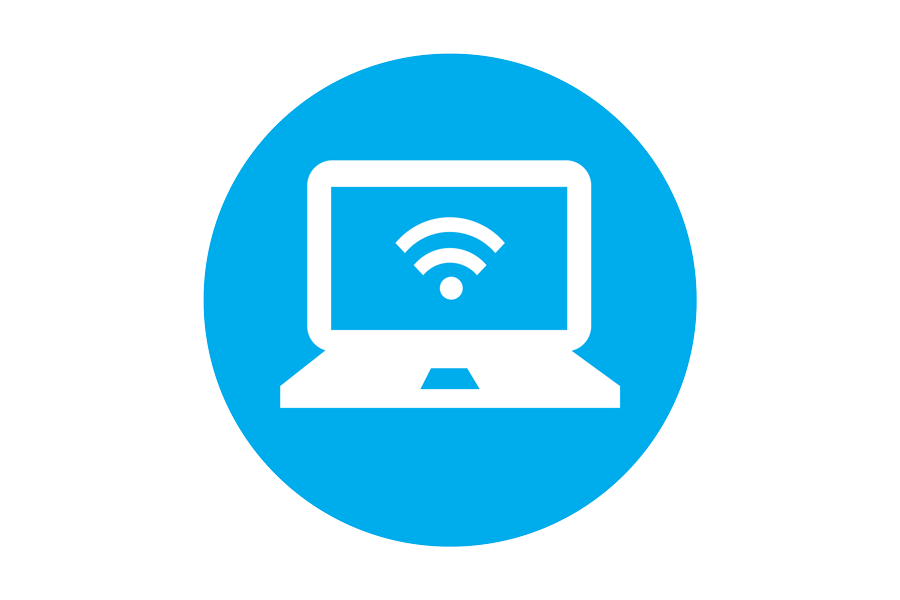 Icon of a computer with the wi-fi symbol on the screen