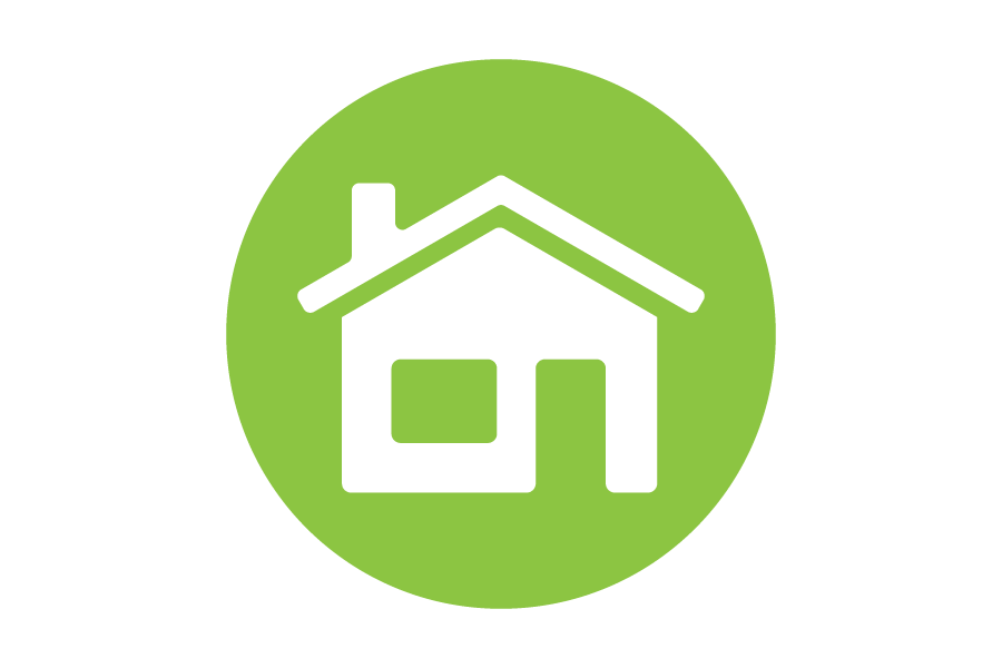 circular green icon with a picture of a house in it