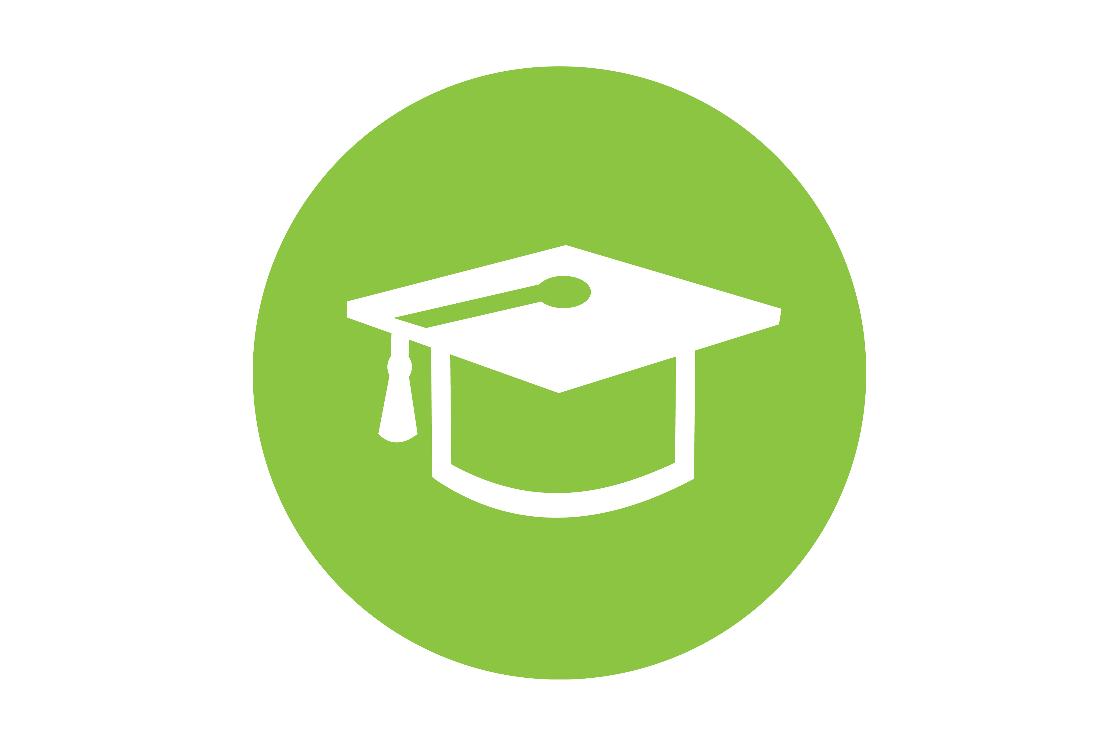 Green icon with a white graduation cap.