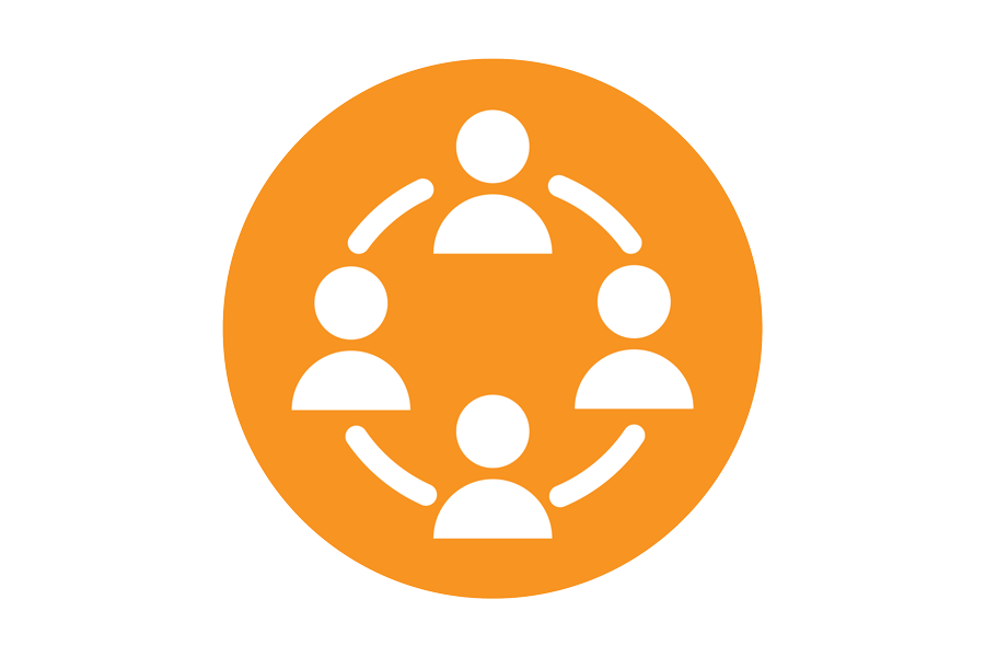 Icon of people connecting in a circle.