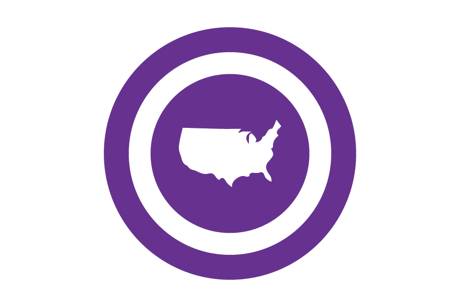 Icon of the United States on a purple background.