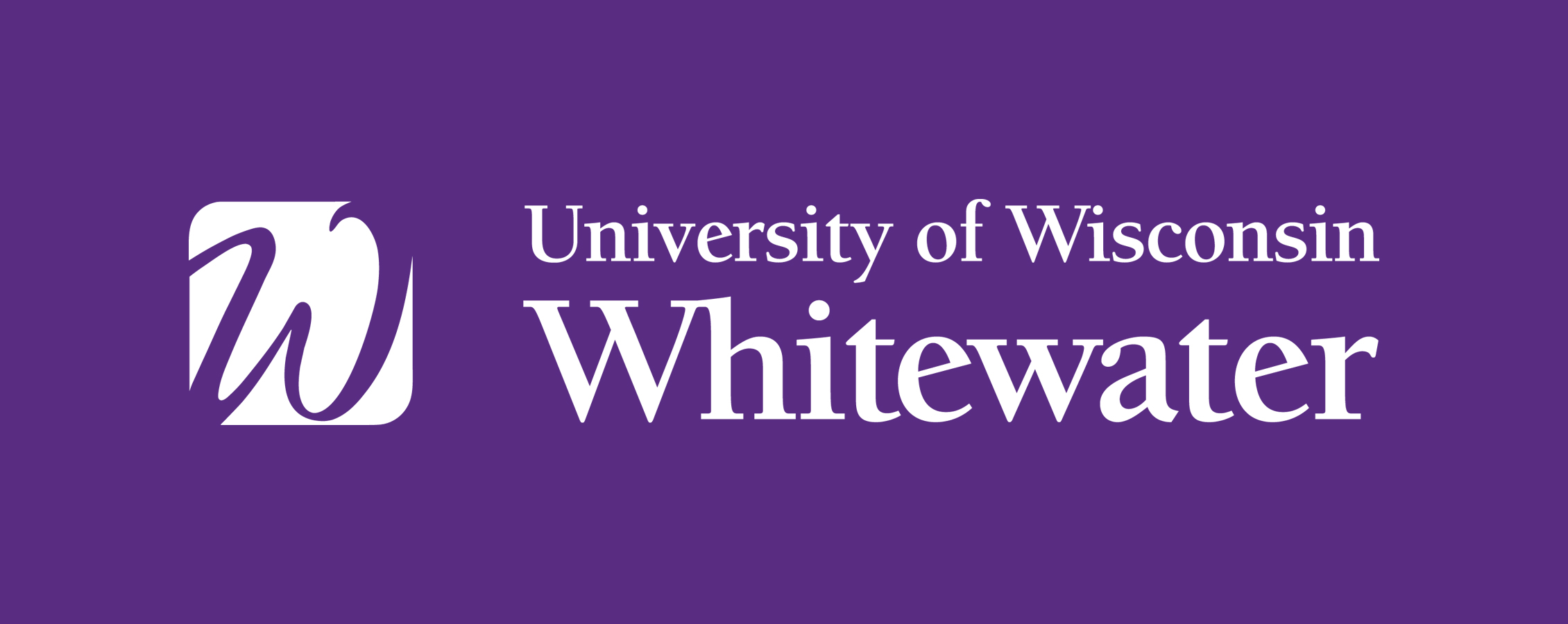 UW-Whitewater logo on a purple background.