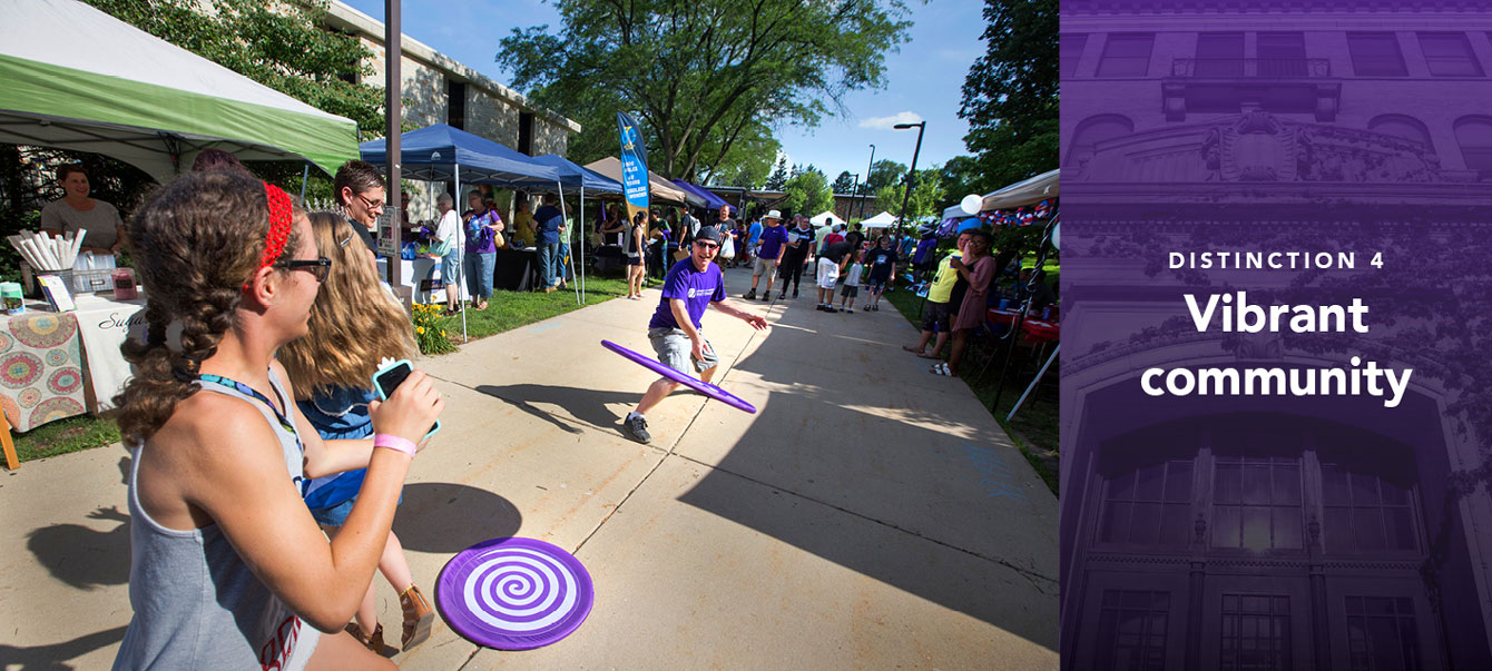 Juggling and tossed foam disks was part of the fun as the Whitewater City Market came to Wyman Mall on the UW-Whitewater campus. During the event, Reggae band King Solomon performed a summer concert.