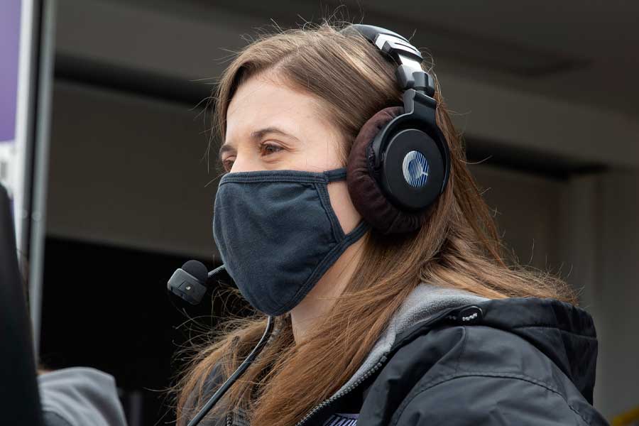Photo of Annmarie Lavoratta wearing a headset.