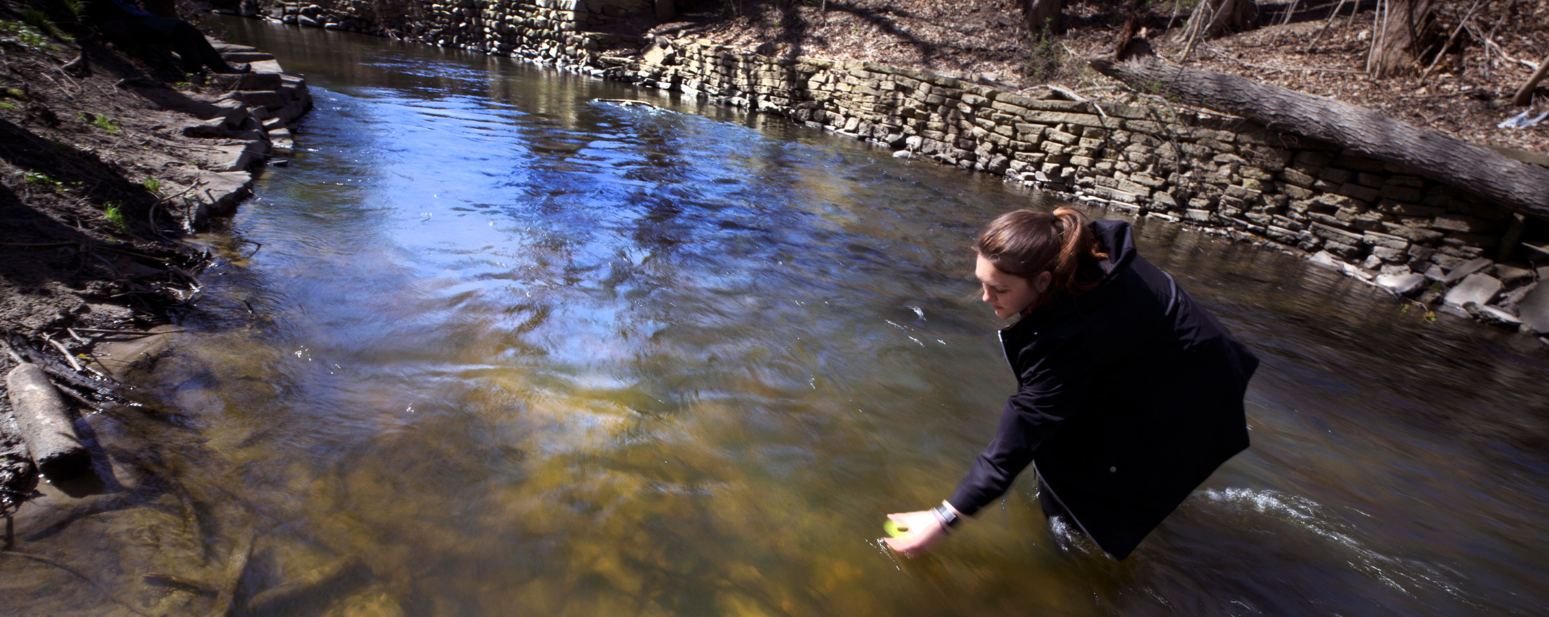 Photo of a student doing streamline monitoring.