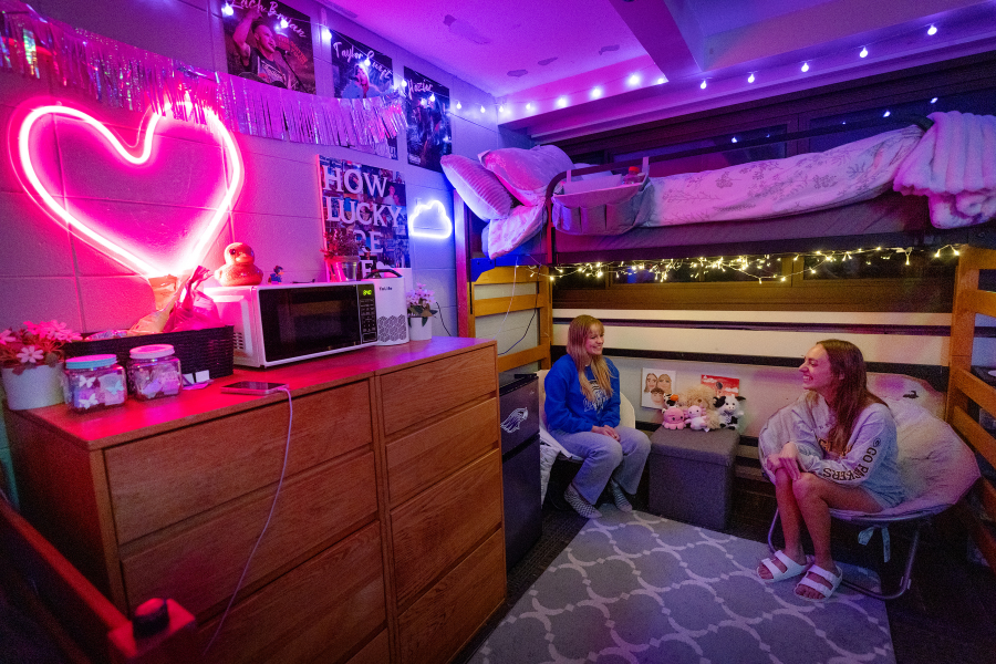 Students sit in their room.