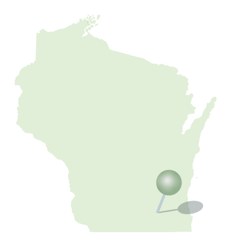 Wisconsin map with marker at UW-Whitewater