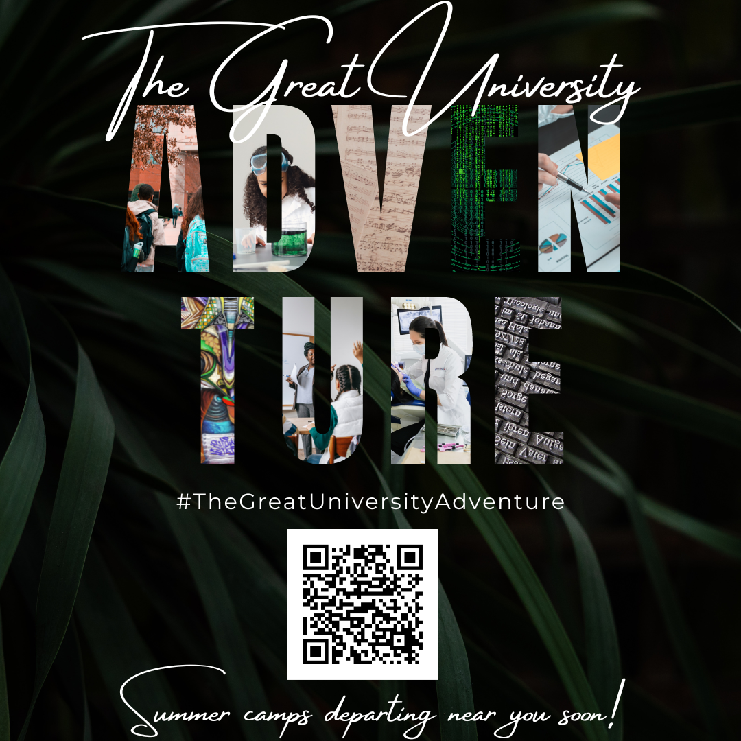 The Great University Adventure, QR code and hashtag, Summer camps departing near you soon!